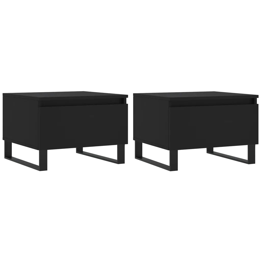 2 pz Tavolini da salotto | Tavolino da caff¨¨ | Tavolino da Soggiorno Neri 50x46x35 cm in Legno Multistrato