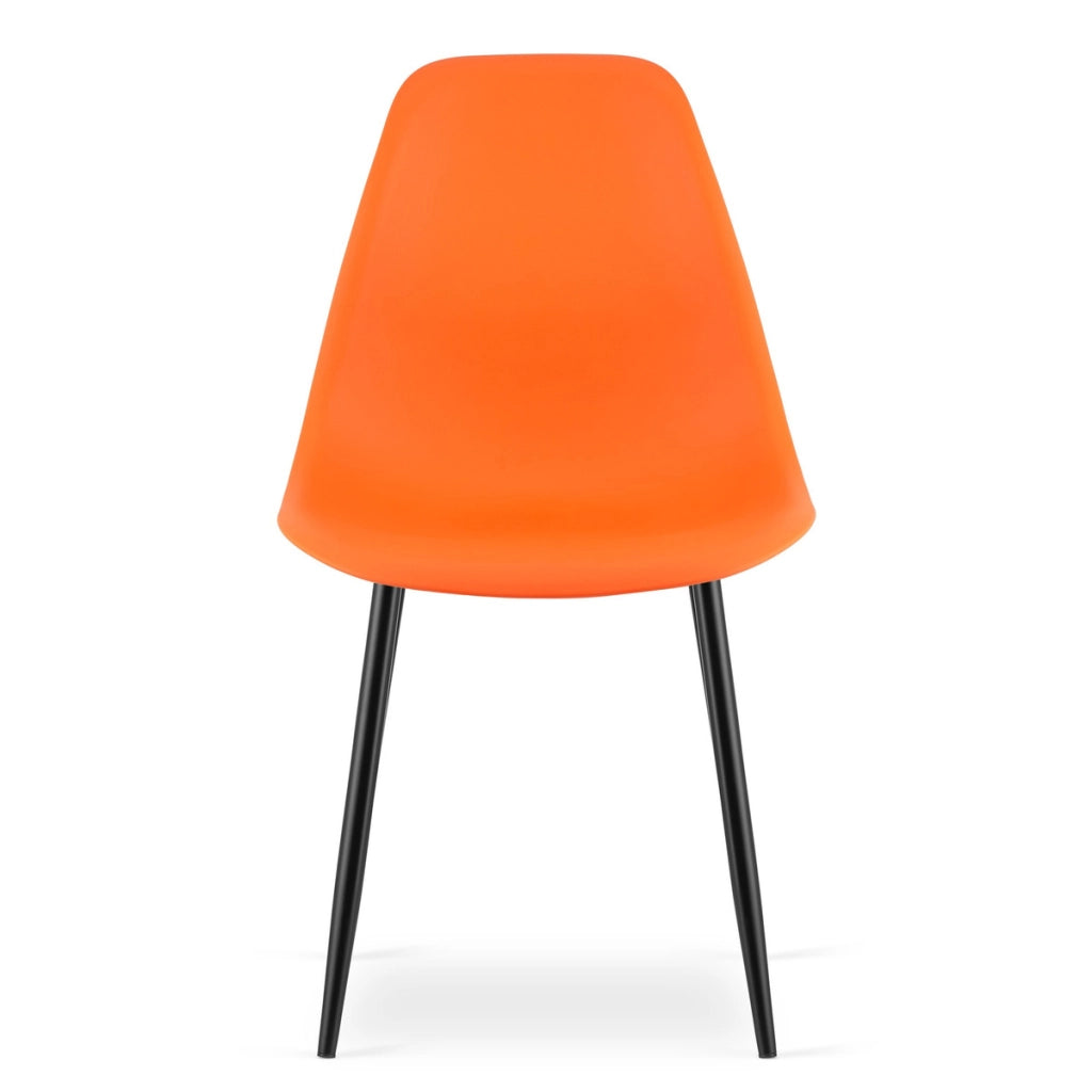 Sedia di design WAT arancione con gambe in metallo nero