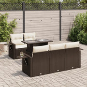 Set Divano da Giardino 6 pz con Cuscini Marrone in Polyrattan 3326414