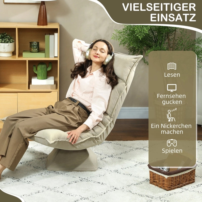 POLTRONA Girevole 360° 66x62x28 cm Beige in Poliestere