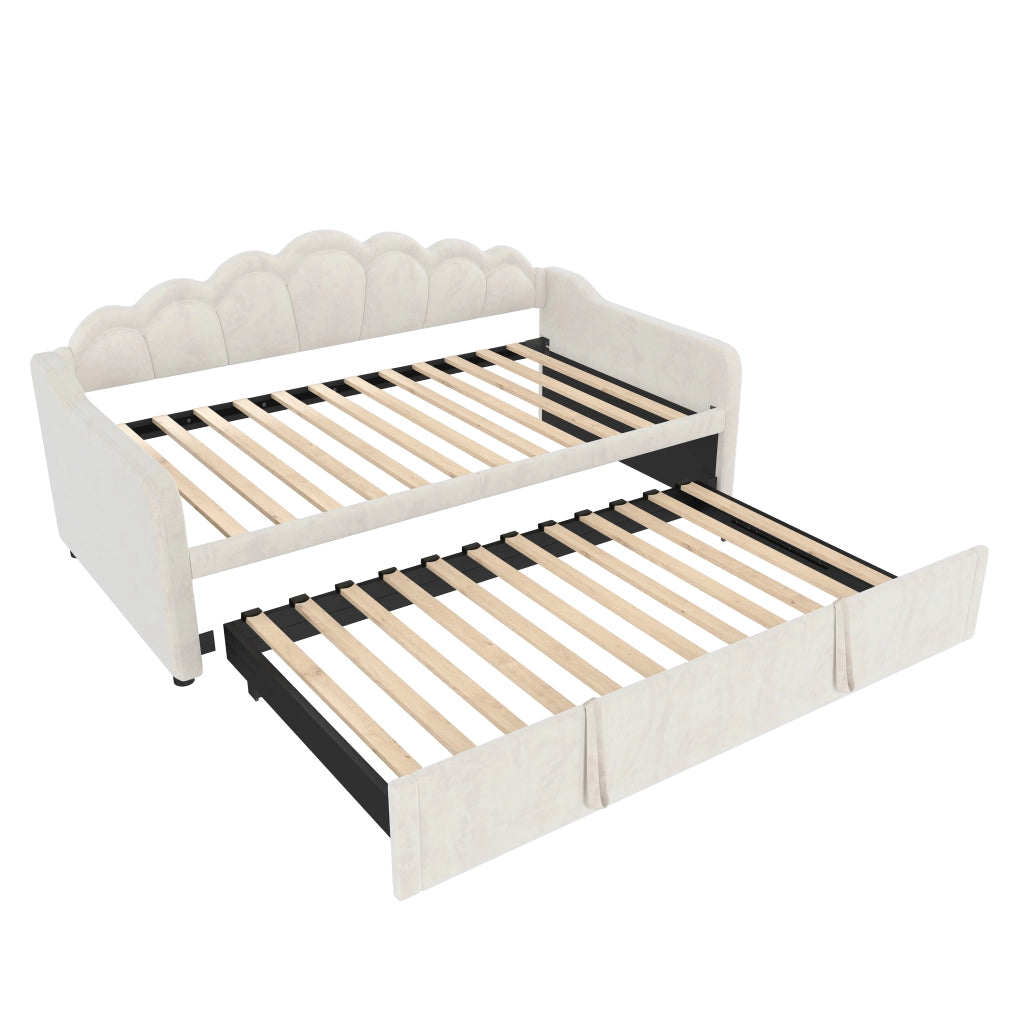 Divano letto singolo trasformabile; 90x200 cm; letto estraibile e LED multicolore; velluto e MDF; rosa