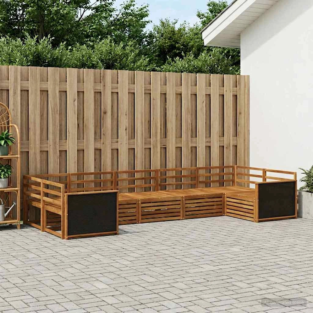 Set di divani da esterno 7 pz Naturale Legno di Acacia Massello 3383792