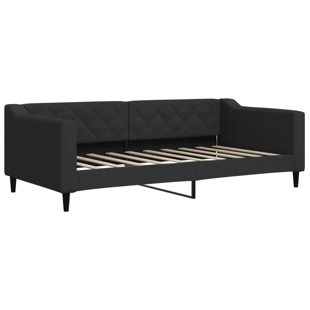 Divano Letto Estraibile con Cassetti Nero 90x190 cm in Tessuto
