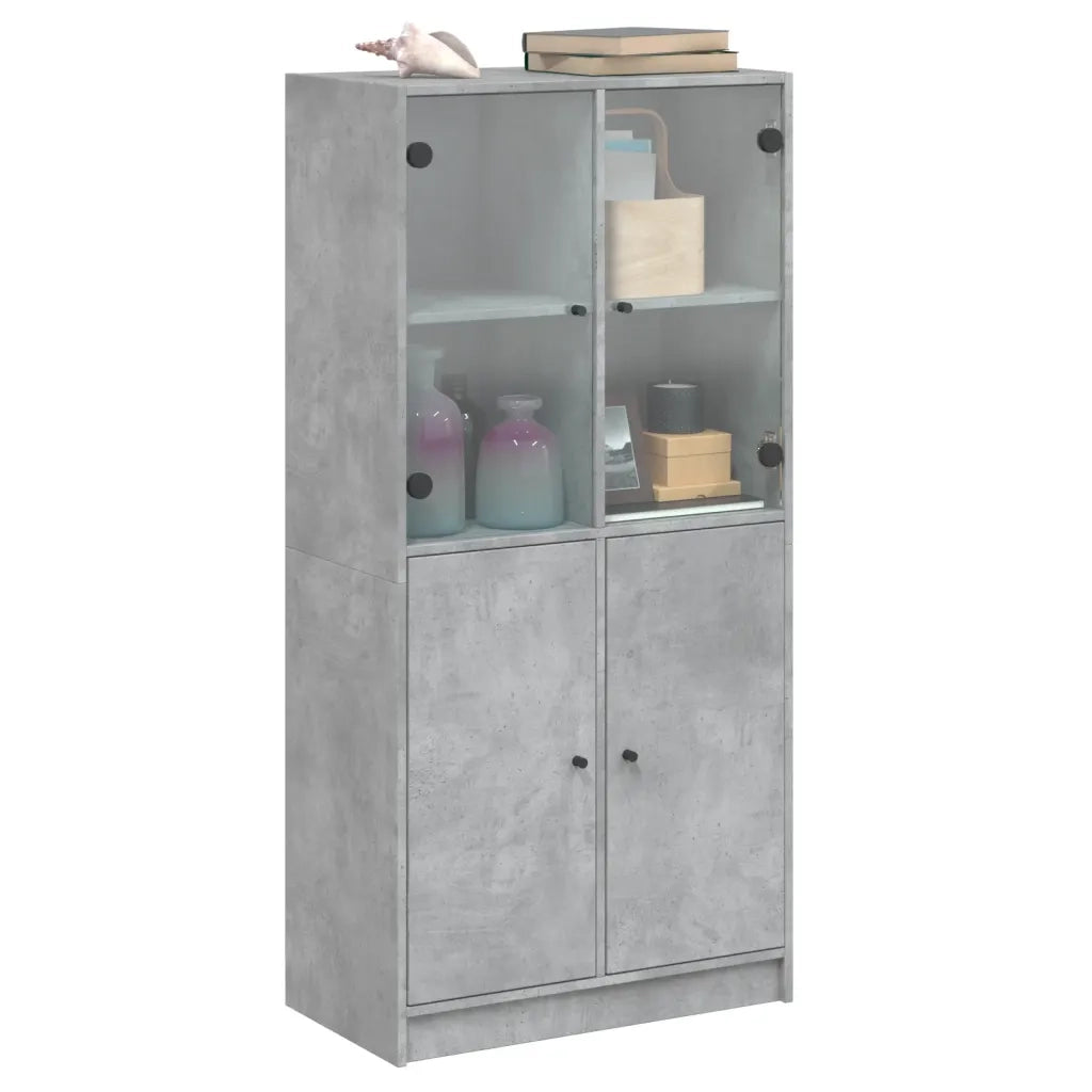 Credenza con Ante Grigio Cemento 68x37x142 cm Legno Multistrato 108838