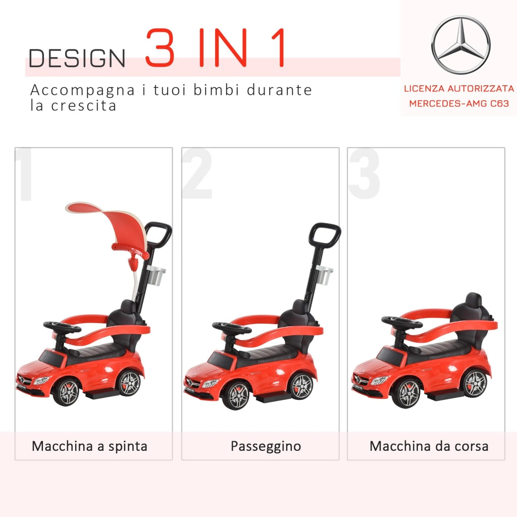 Auto Macchina Cavalcabile per Bambini con Maniglione con Licenza Mercedes AMG Rossa