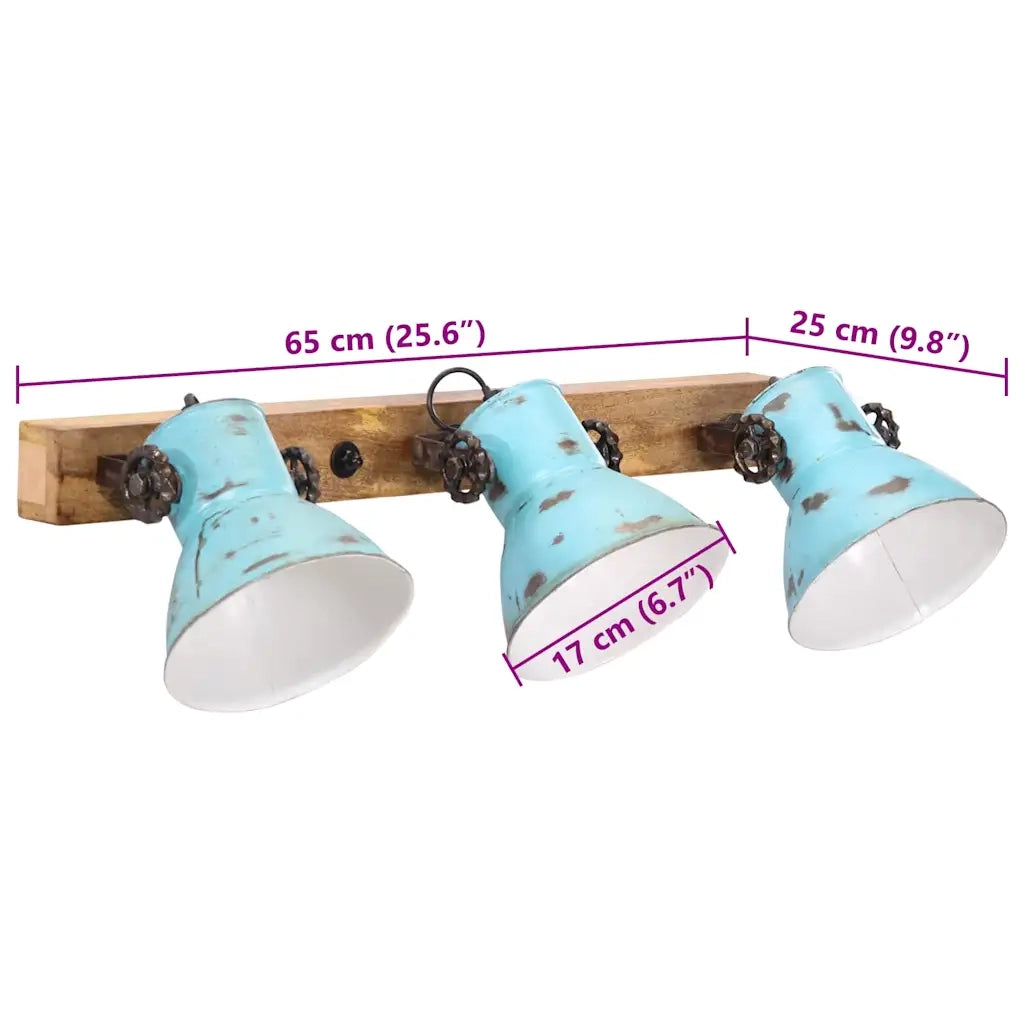 vidaXL Lampada a Parete 25 W Blu Anticato 65x25 cm E27