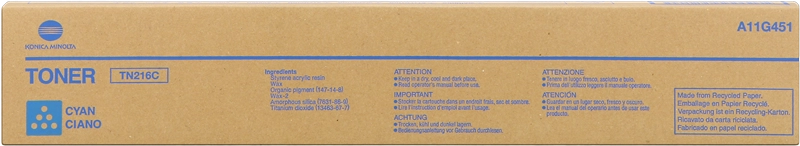 ORIGINAL Konica Minolta toner ciano A11G451 TN216C ~26000 Seiten