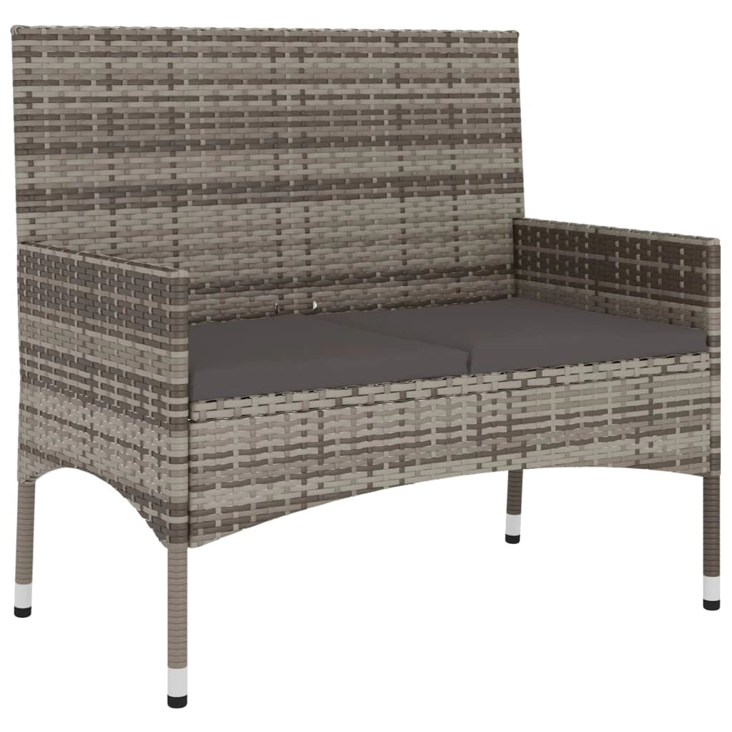 Panca da giardino 90 x 51 x 85 cm mobile da giardino per esterni terrazza a 2 posti con cuscini grigi resina intrecciata grigio scuro 02_0011776