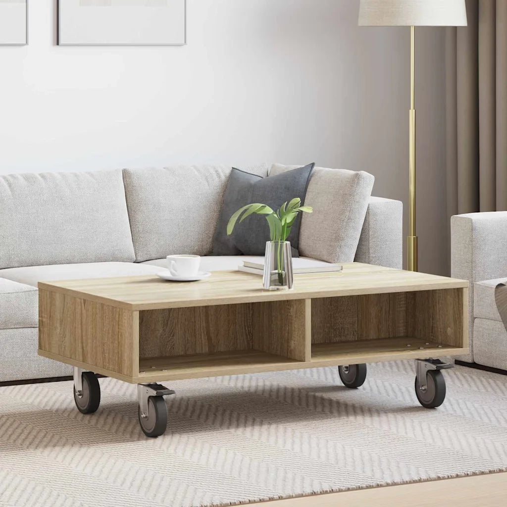 Tavolino | Tavolo laterale con Ruote Rovere Sonoma 90 x 50 x 30 cm