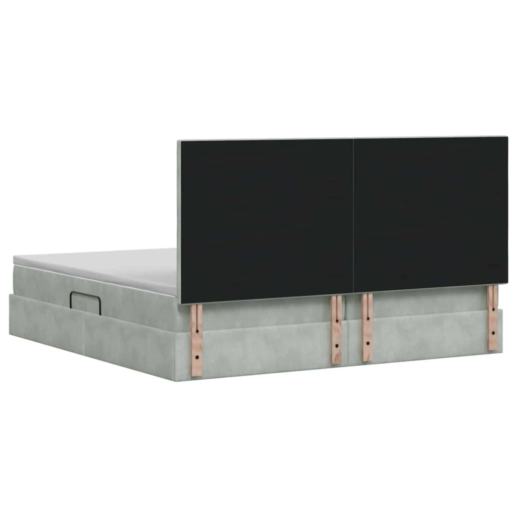 Letto con contenitore e materasso Grigio Chiaro 200 x 200 cm 3459651