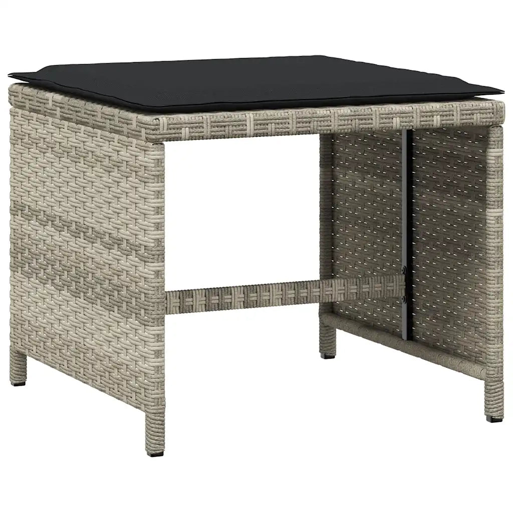 Set Pranzo da Giardino 9pz con Cuscini Grigio Chiaro Polyrattan 3211139