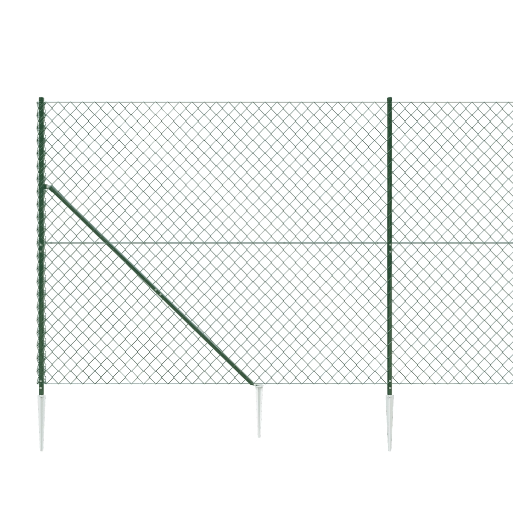 Recinzione a Rete con Picchetti Ancoraggio Verde 0,8x25 m 153928