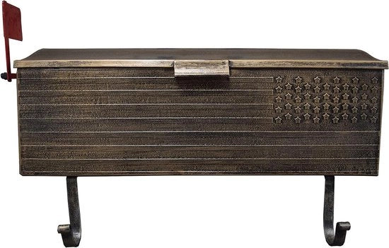 Cassa Postale Patriottica con Pendenti per Giornali e Carte - AZ620 - BRONZO ANTICO