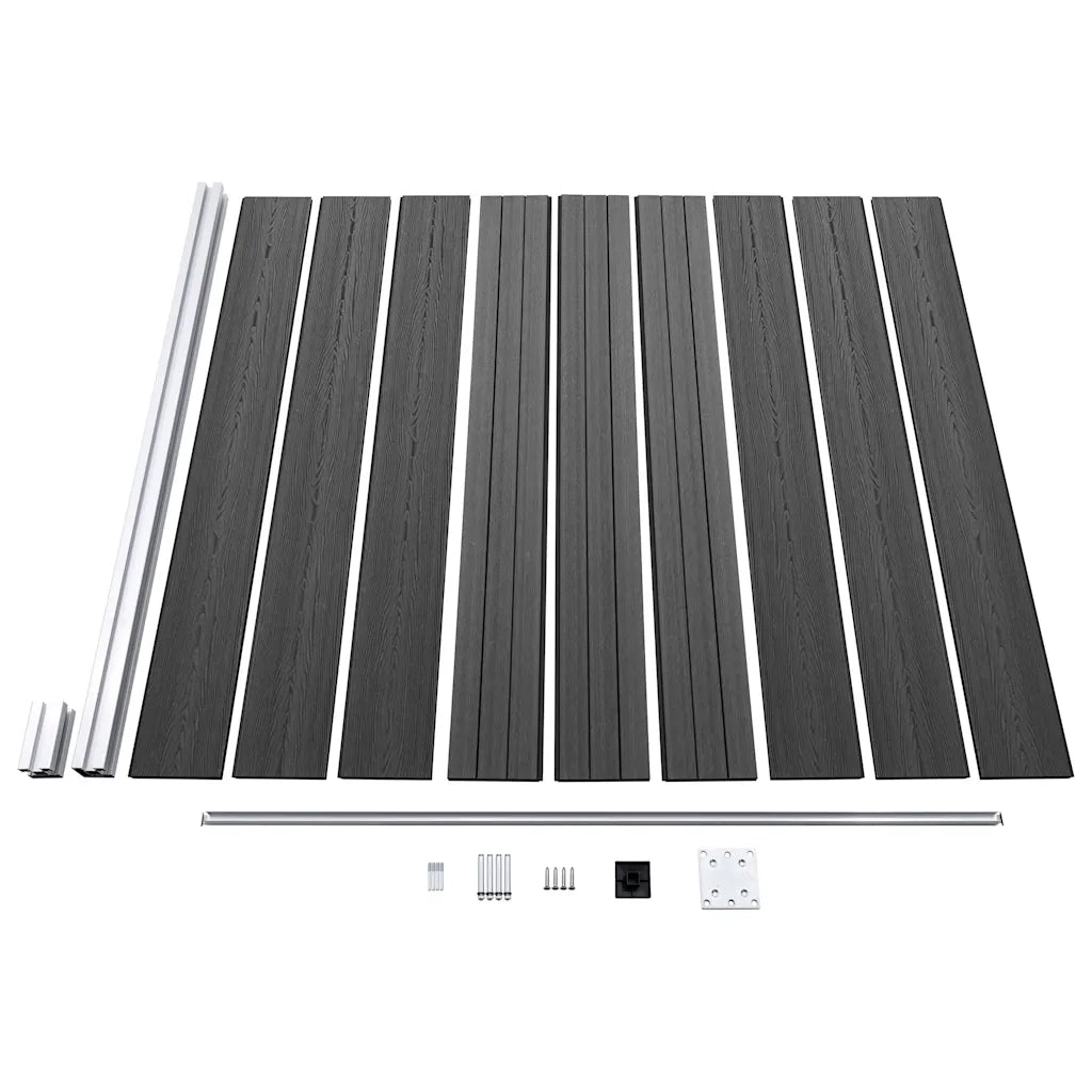 Set Pannelli di Recinzione in WPC 1564x186 cm Nero 3070436