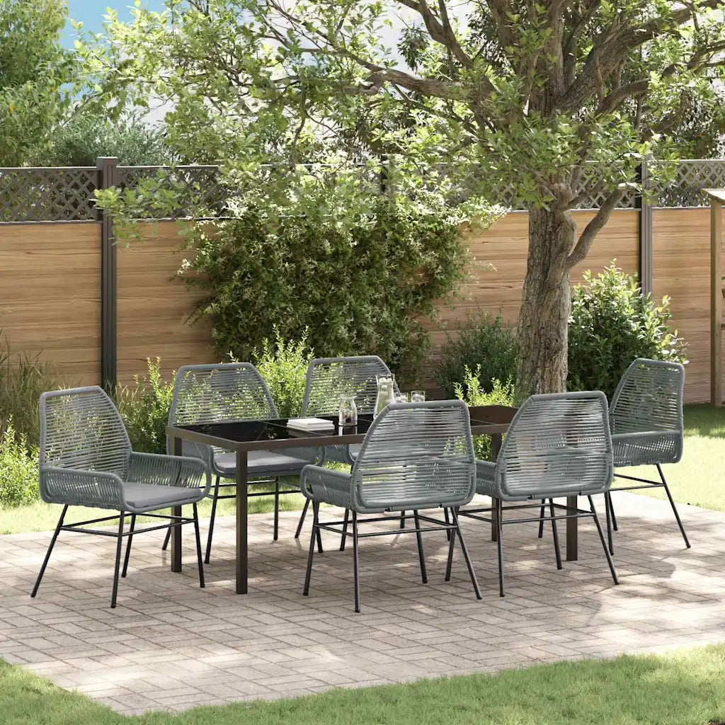 Set da Pranzo per Giardino con cuscino 7 pcs Grigio polyrattan 3380888