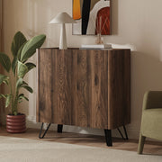 Credenza Trorlon a 2 Ante Mobile Contenitore 83x80x40 cm - Effetto Noce/Travertino [en.casa]