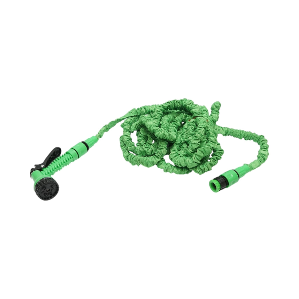 Tubo da giardino estensibile in lattice 5-15 m con pistola regolabile a 7 modalità, adattatore 3/4 e raccordo rapido 1/2