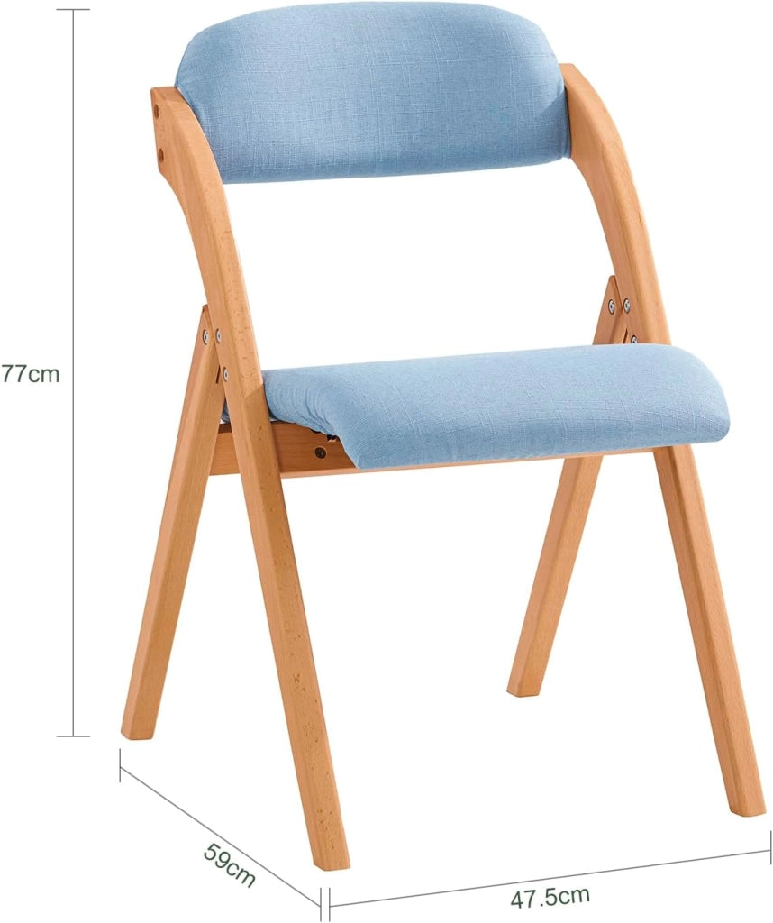 Sedie Pieghevoli in Legno Imbottite, Sedia Pieghevole Salvaspazio, Sedie Sala da Pranzo Pieghevoli per Interno ed Esterno, Sedie da Giardino Richiudibili Blu 47.5 x 59 x 77 cm FST92-BL