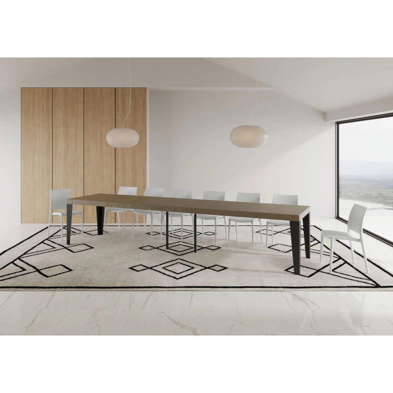 Tavolo allungabile 120/380x90 cm Flame Premium telaio Antracite - Tortora