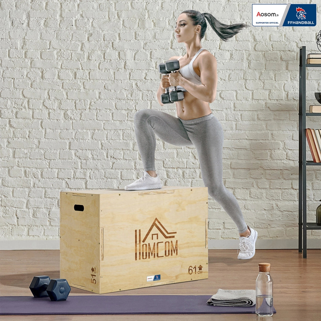 Box salto pliometrico 3 in 1 ¨C zephmum ¨C 61x51x76 cm legno
