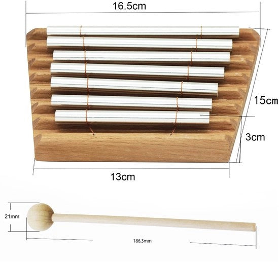 Strumento a Percussione a 7 Tonalità - Beugo/Metallo - 16,8 x 15 x 13 cm - Inclusa Bacchetta di Percussione - Duraturo e di Alta Qualità - Gong a Vento