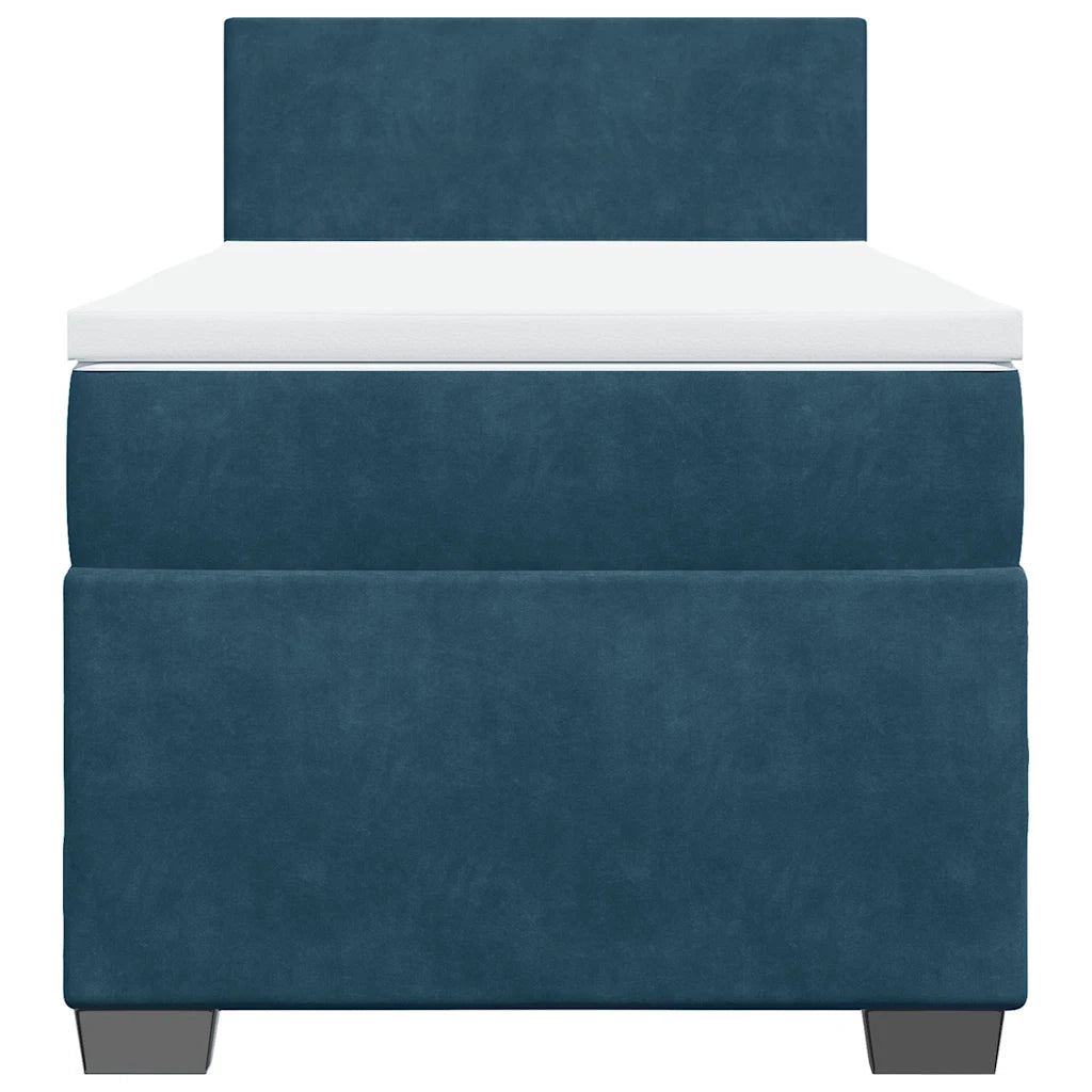 Giroletto a Molle con Materasso Blu Scuro 90x200 cm in Velluto