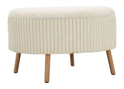 Puff Goteborg Big Bianco Ø 83 cm - Seduta rotonda con lavorazione plissettata, Struttura in MDF, Spugna e Poliestere, Design Scandinavo - 1429190000