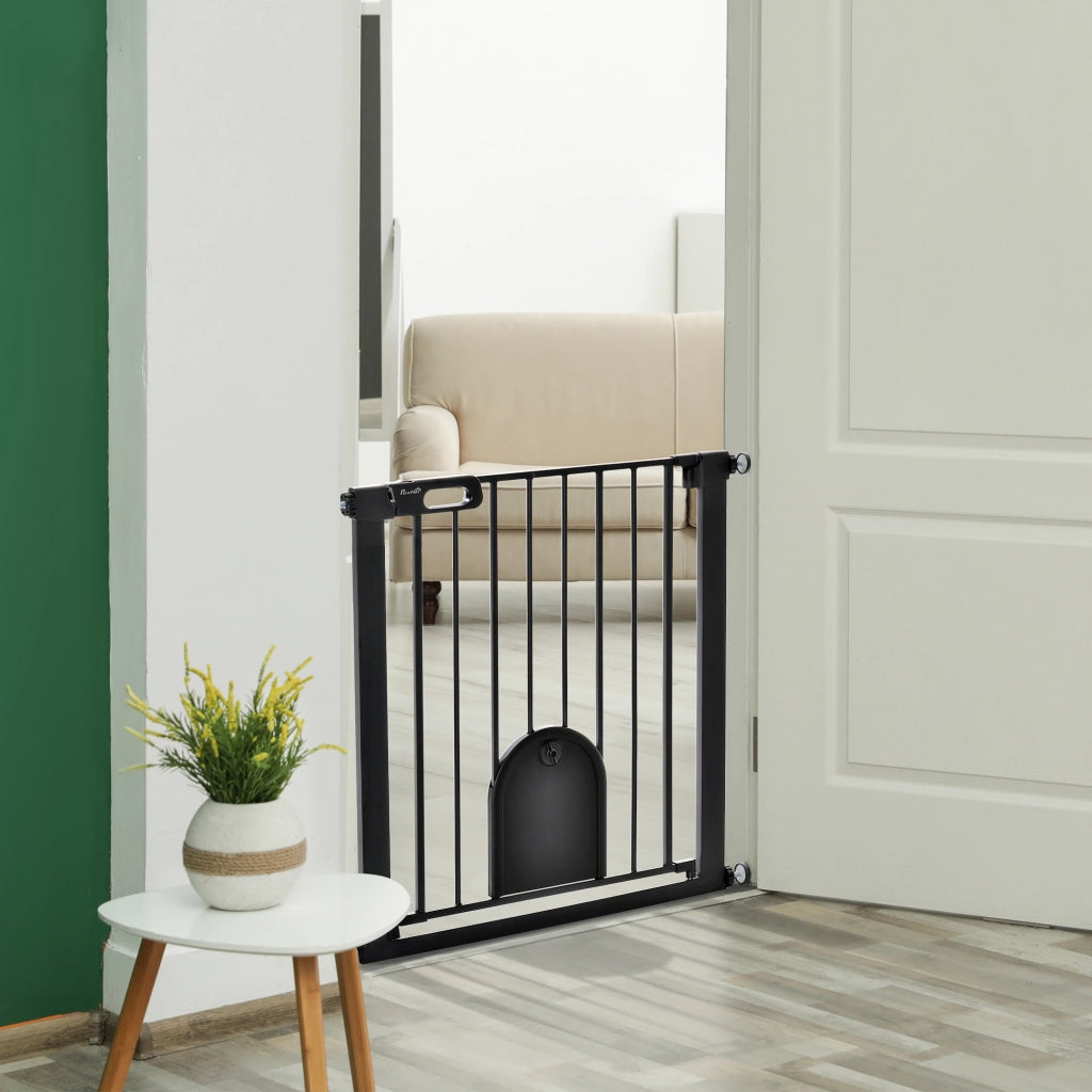 Barriera di sicurezza per animali con porta e chiusura automatica ¨C Zephmum ¨C Sistema doppia chiusura, acciaio nero