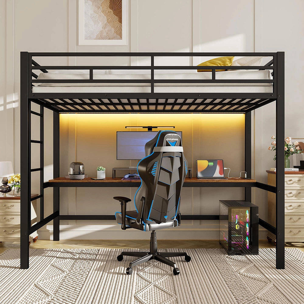 Letto mezzanino smart 90x200cm - Xylo - nero, app-compatibile, EN747