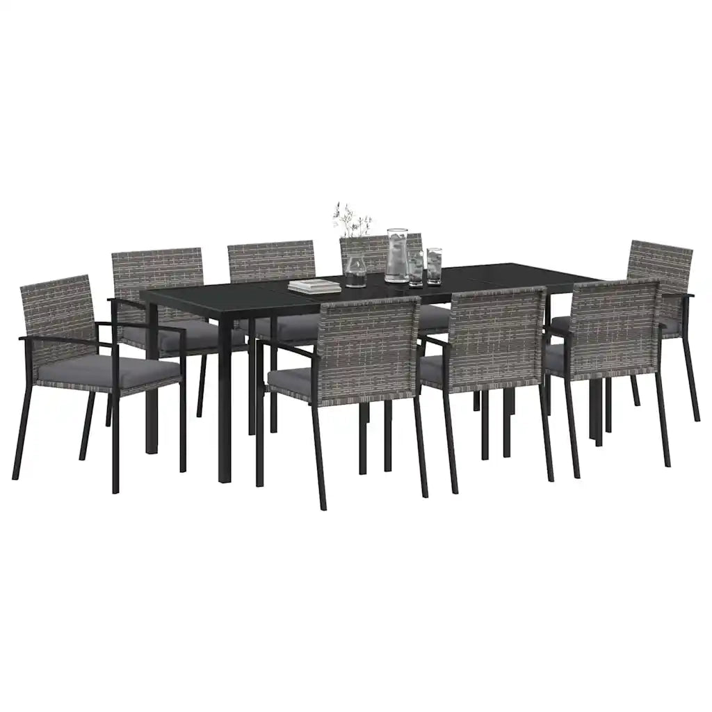 Set da Pranzo per Giardino 9 pcs Grigio 3379246