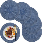 Piatti per tavola, lavabili, lavabili, rotondi, piatti per tavola in cotone, 6 pezzi, 36 cm, per cucina, per tavola da pranzo, decorazione da festa, blu