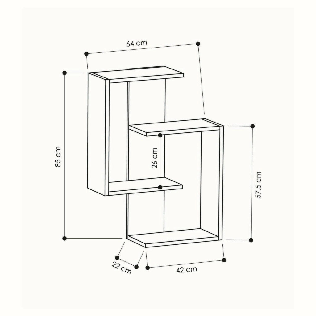 Mensola Irmina, Scaffale, Ripiano a muro, Scaffalatura multiuso, 64x22h85 cm, Antracite e Rovere