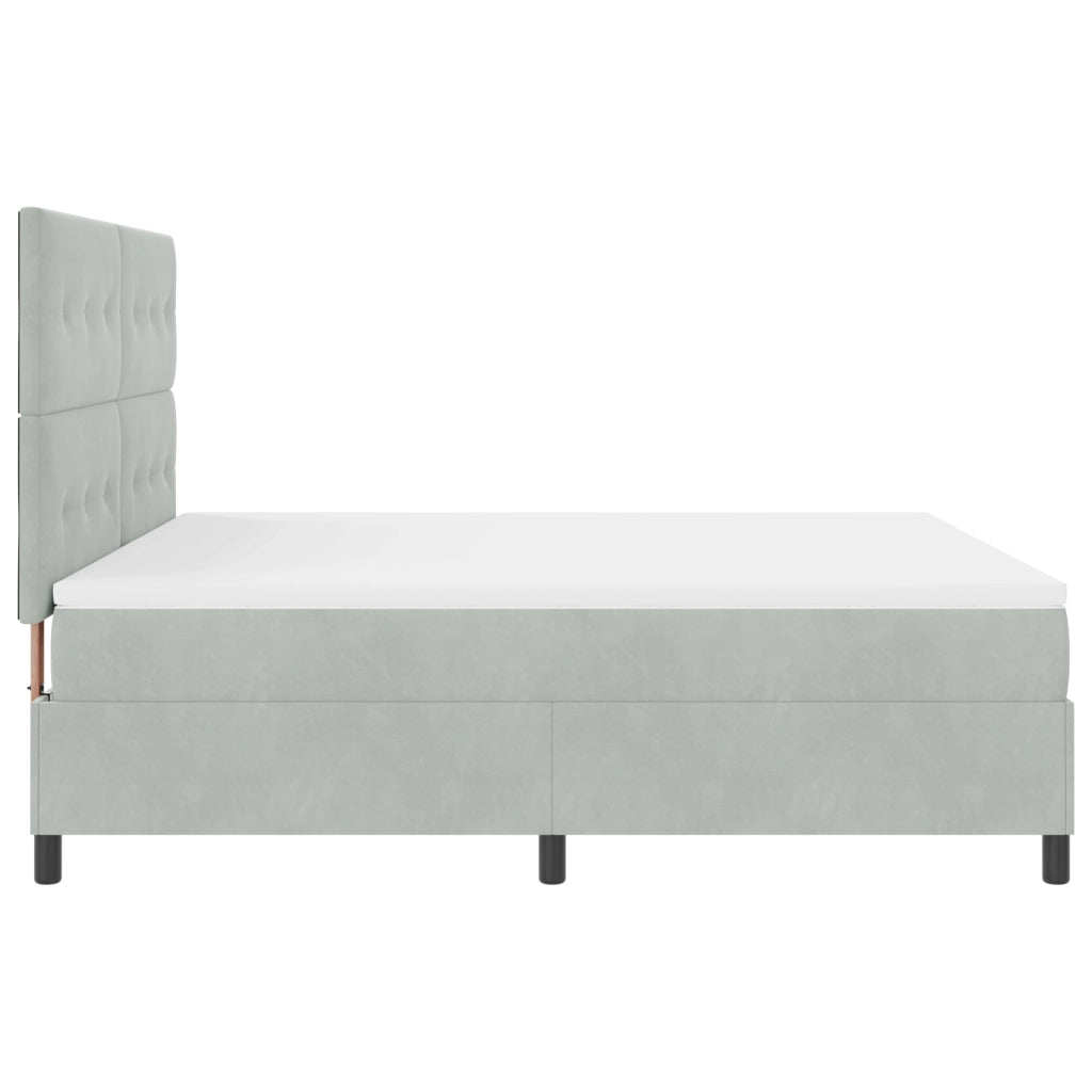 Letto Box Spring con Materasso Grigio Chiaro Super King in Velluto