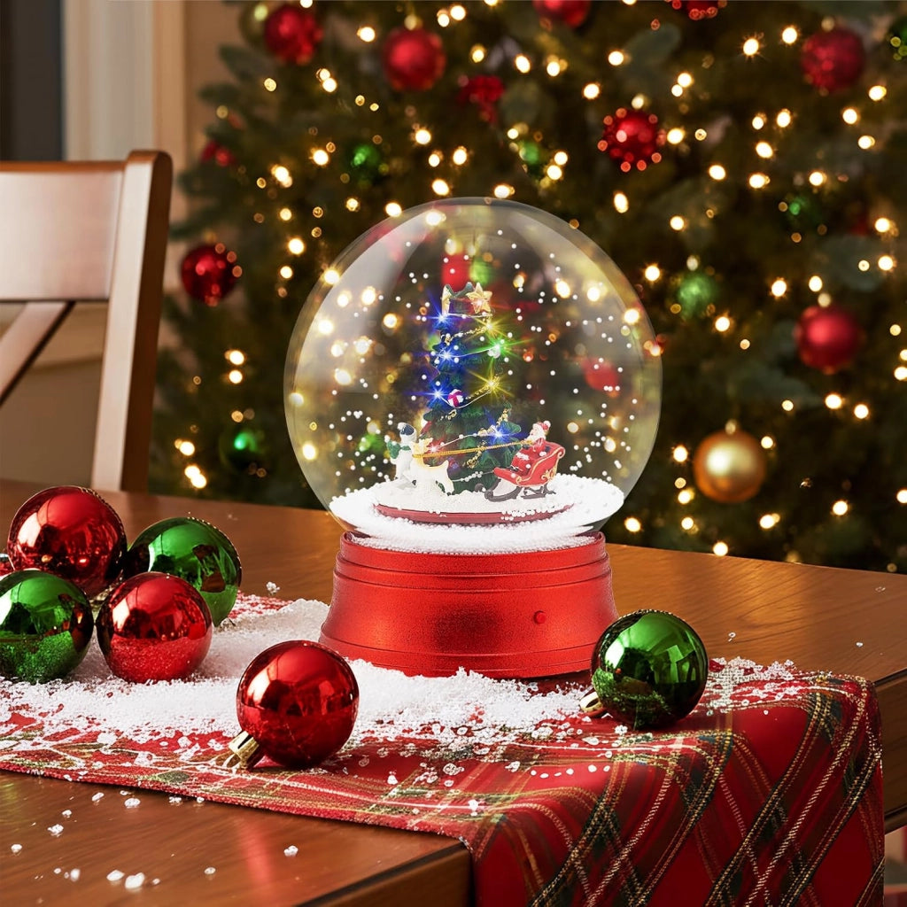 150 CM Lampione Natalizio Musicale, Lampada Festiva con Lanterna a Globo di Neve Attivata dal Suono, Albero di Natale, Babbo Natale, Soldato e Scatole Regalo (Modello 3)