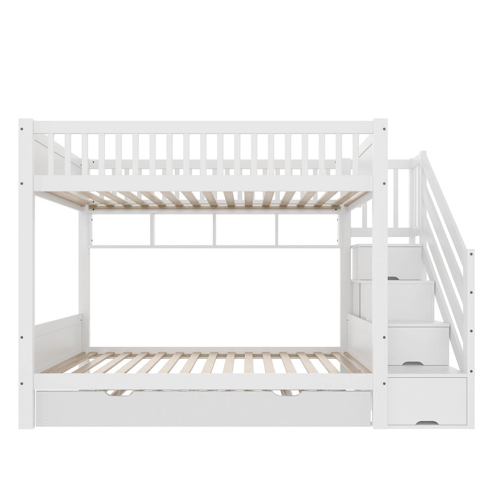 Letto a Castello con Letto Estraibile, Armadio, Ripiani e Contenitore ¨C MINIMAL ¨C 90x200 Bianco
