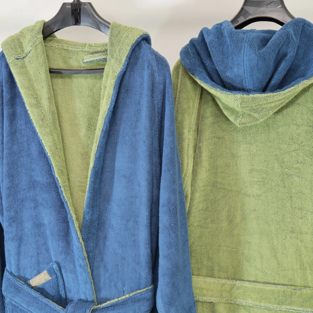 Sekate, Accappatoio 100% Cotone con Cappuccio Reversibile, blu Indaco