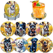 8 pezzi di Diamond Painting sottopiano cane con supporto, Diamond Painting cane, immagini di Diamond Painting per adulti, sottopiani di Diamond Cup con gomma, set di artigianato creativo per adulti e donne