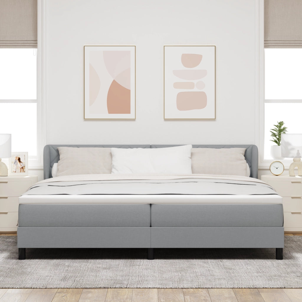 Letto Box Spring con Materasso - Grigio Chiaro - 200x200 cm - Tessuto