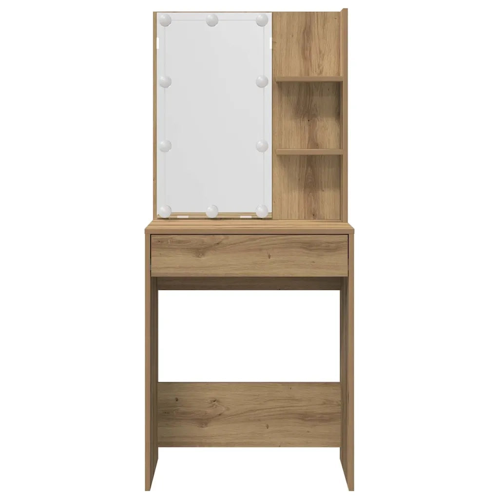 vidaXL Set Toeletta con LED Rovere Artigianale in Legno Multistrato