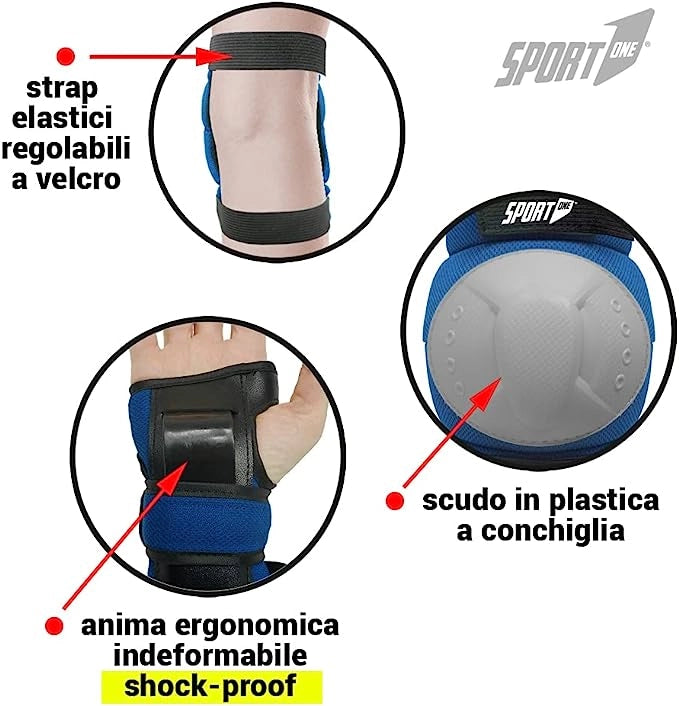 Protezione Ginocchiere Gomitiere e Protezione Polso per Pattini a Rotella,Skateboard, Bicicletta, Hoverboard e Altri Spo