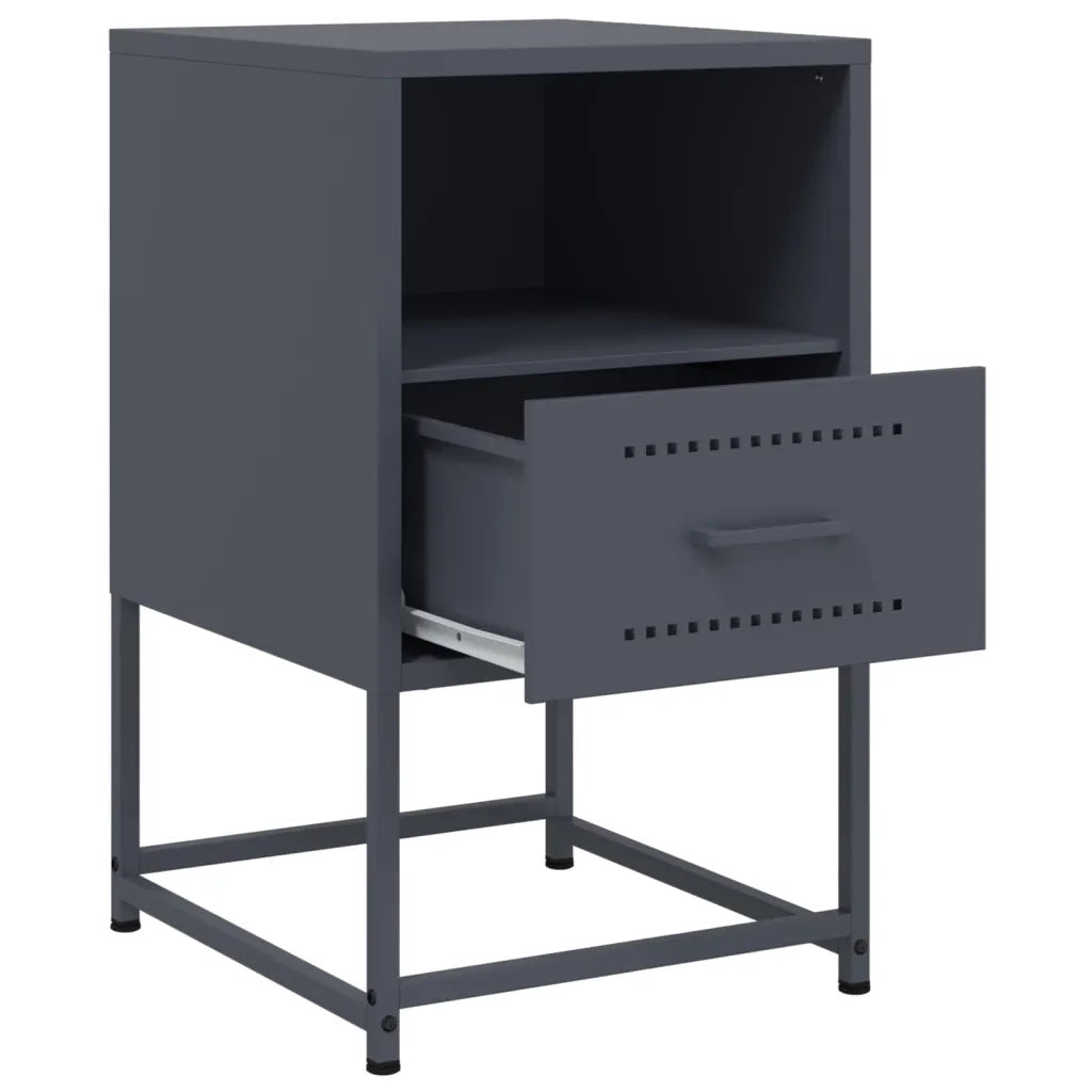 Set di 2 Comodini | Armadio da Notte | Mobiletto da notte Antracite 36x39x60,5 cm in Acciaio