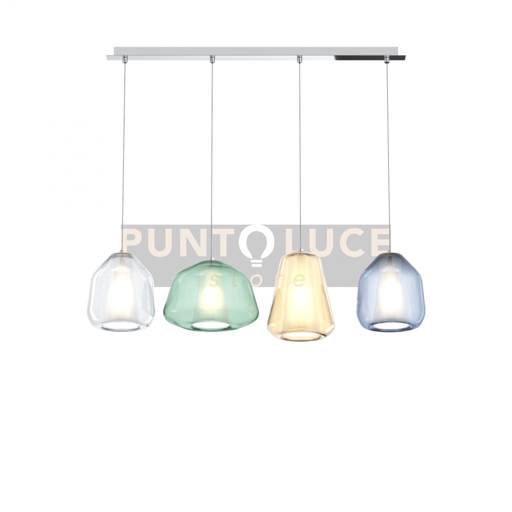 SOSPENSIONE CROMO 4 LUCI RETTANGOLARE (ALPHA VE) (BETA TR + BL) (GAMMA AM) 1176CR-S4 R ABG-MC