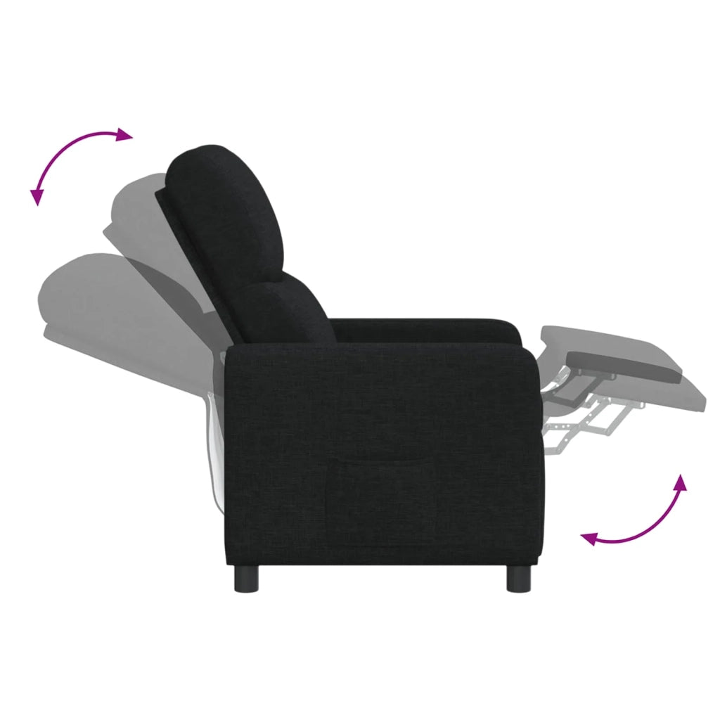 Divano Sedia-Poltrona reclinabile Nero Tessuto 881661