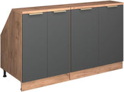 Set di mobili sottotetto Rion, Antracite-oro, 140 cm Set di 2 carcasse armadio profondità 60 cm, adatto per il salvaspazio sotto tetti spioventi