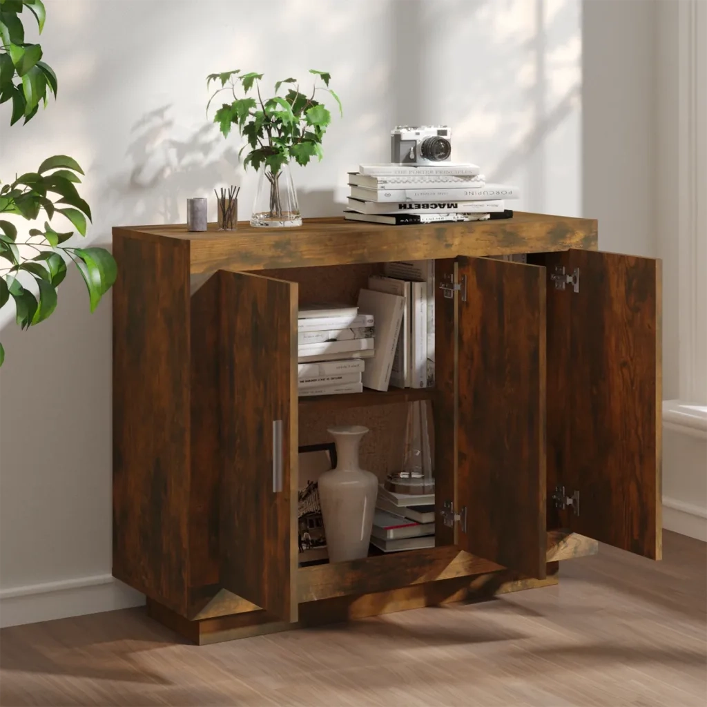 Credenza Rovere Fumo 92x35x75 cm in Legno Multistrato cod mxl 10428