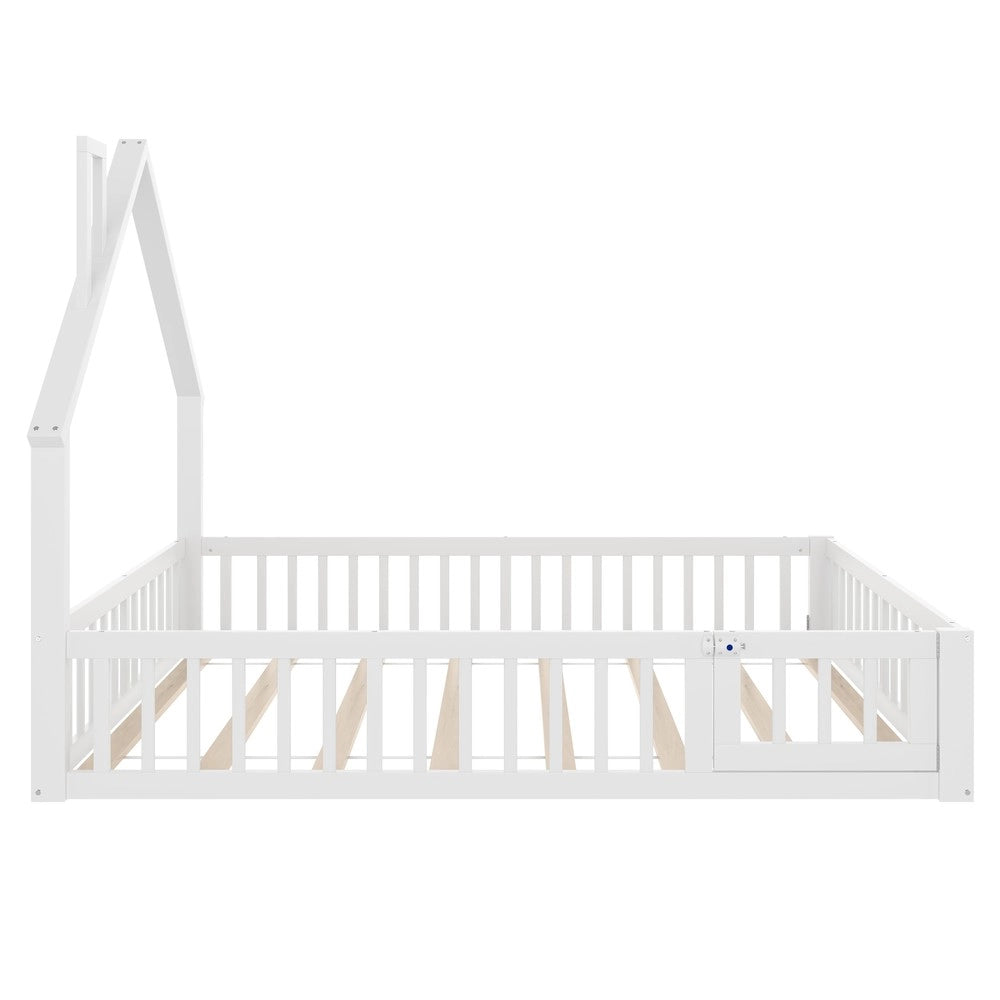 Letto Imbottito Singolo in Legno di Pino ¨C MINIMAL ¨C Bianco 140x190 con Rete a Doghe