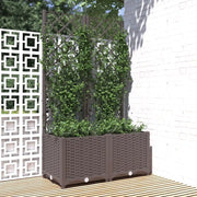 Fioriera da Giardino con Graticcio-Vaso da Esterno-Fioriera con Griglia Marrone 80x40x136 cm in PP