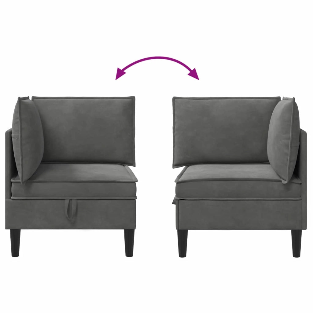 Divano | Divano da soggiorno | Sofa con Stoccaggio Grigio Scuro Velluto