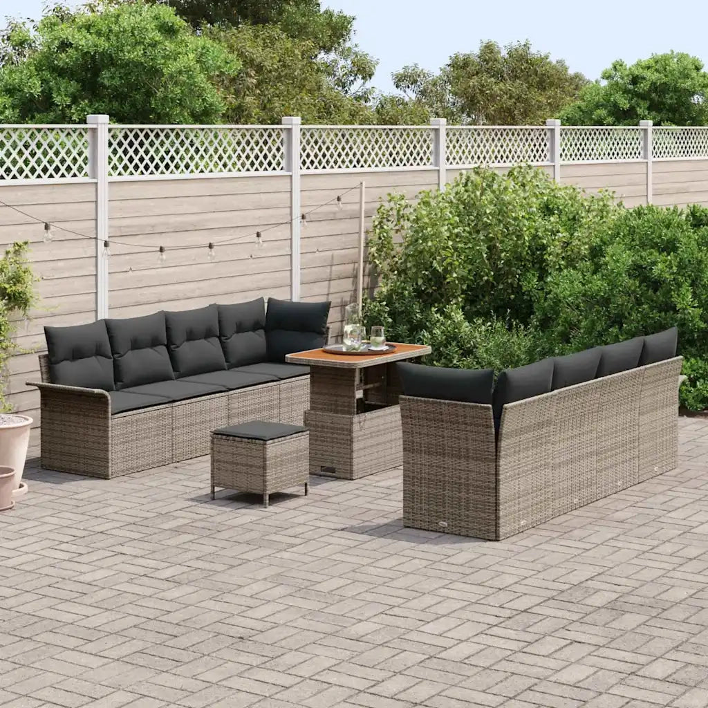 Set Divano da Giardino con cuscino con cuscino 11 pcs Grigio