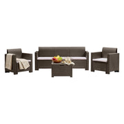 Set salotto da esterno Admiral, Salottino outdoor, Set da balcone o giardino, Composizione soggiorno per esterni, Made in Italy, Tortora